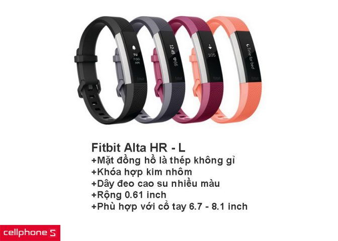 Đồng hồ thông minh Fitbit Alta HR với thiết kế nhỏ gọn và tinh tế, phù hợp cho mọi cổ tay