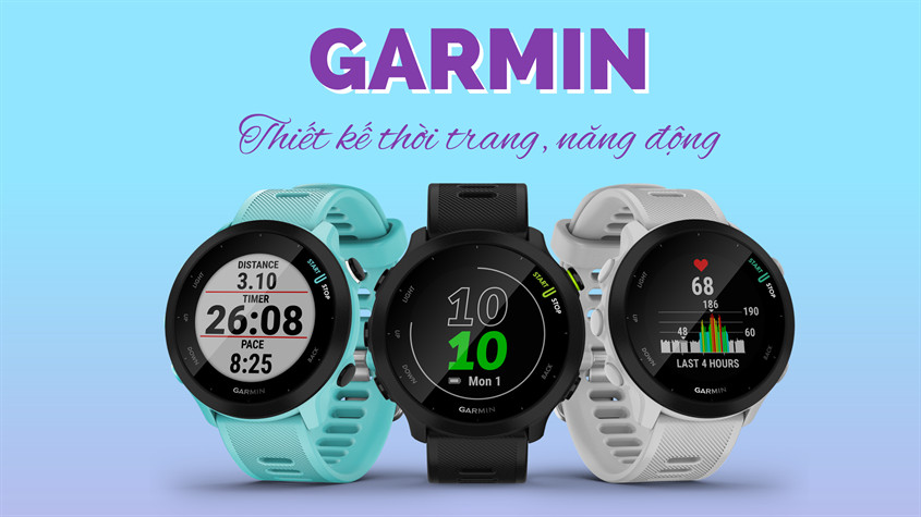 Đồng hồ Garmin làm từ chất liệu silicon rất nhẹ, mềm mại, không làm bí hơi