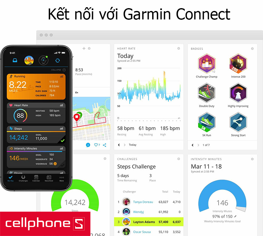 Giao diện đồng bộ hóa dữ liệu tập luyện trên Garmin Connect của Forerunner 735XT