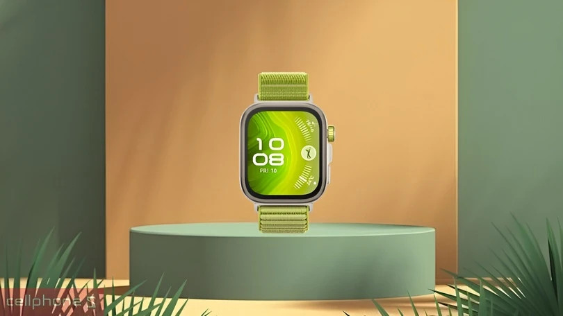 Đồng hồ thông minh Huawei Fit 4 Pro dây nylon đang sạc không dây, thể hiện dung lượng pin ấn tượng