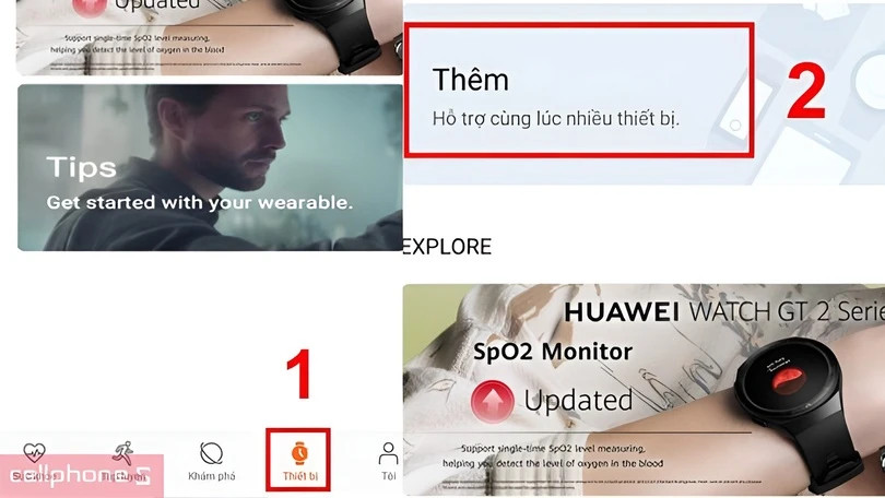 Giao diện ứng dụng Huawei Health trên điện thoại, hướng dẫn kết nối đồng hồ thông minh Huawei Fit