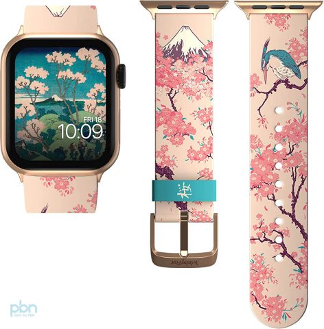 Đồng hồ thông minh nội địa Nhật Hokusai Cherry Blossom với họa tiết hoa anh đào tinh xảo