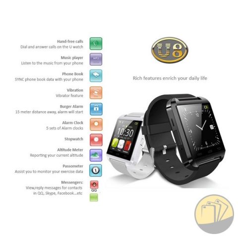 Cận cảnh Smartwatch U8 trên cổ tay với dây đeo silicon bền bỉ
