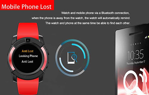 Chức năng chống mất điện thoại của Smartwatch V8 qua kết nối Bluetooth