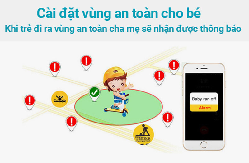 Thiết lập vùng an toàn để bảo vệ trẻ em, một tính năng quan trọng của đồng hồ KidCare.