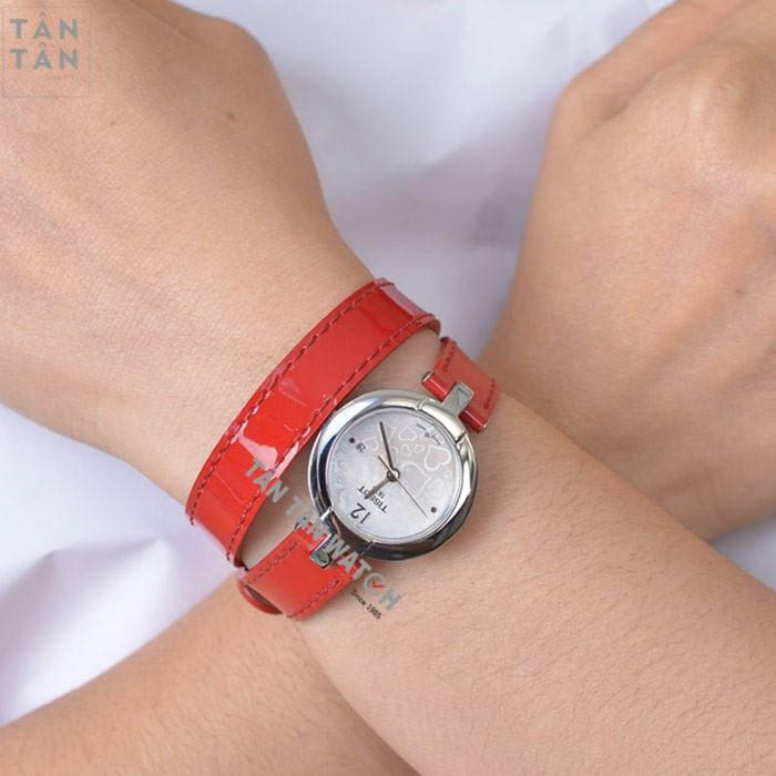 Đồng hồ Tissot nữ dây đỏ thiết kế đơn giản, tinh tế