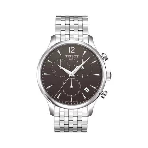 Đồng hồ Tissot 1853 6 kim nam mặt số đen, vỏ và dây thép không gỉ
