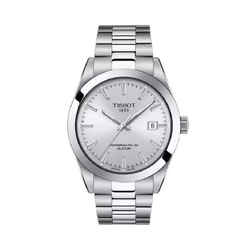 Đồng hồ Tissot 1853 nam Gentleman Powermatic 80 Silicium, mặt bạc.