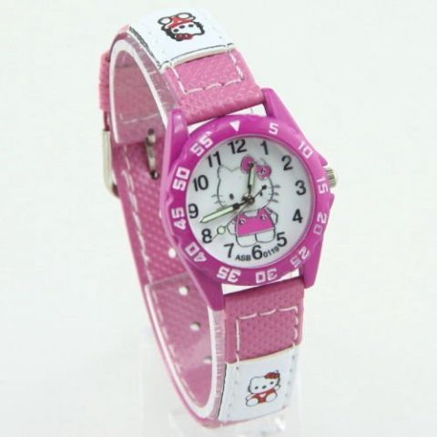 Đồng hồ Hello Kitty cho bé gái với mặt số và dây vải in hình đáng yêu