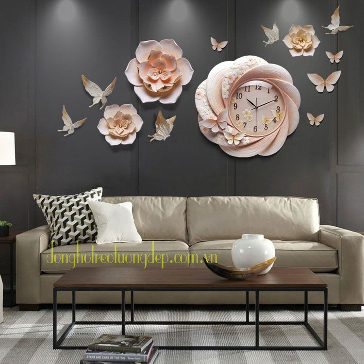 Đồng hồ 3D phù điêu gốm công nghiệp bền đẹp cho gia đình Quy Nhơn