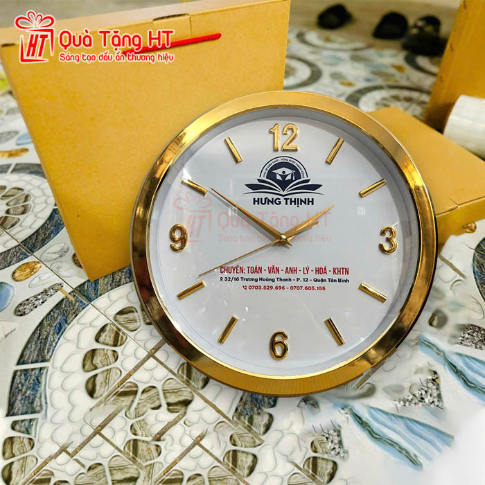 Đồng hồ treo tường 38cm vành xi vàng