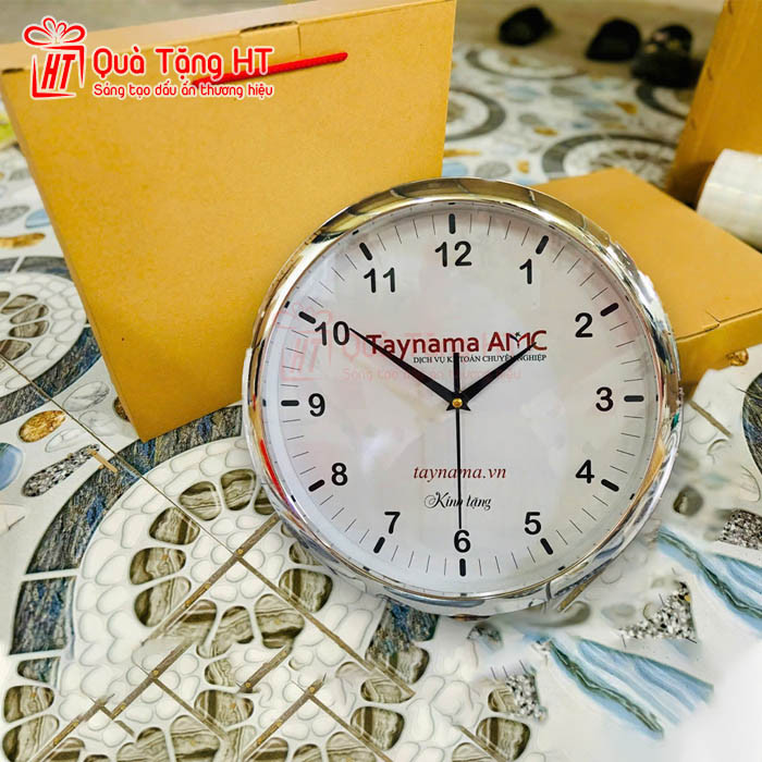 Đồng hồ treo tường 30cm vành xi bạc