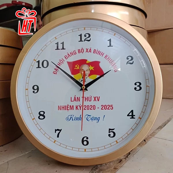 Mẫu đồng hồ treo tường in hình đại hội chi bộ Đảng