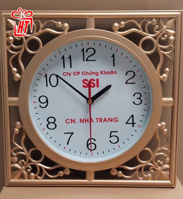 Mẫu đồng hồ treo tường in logo công ty chứng khoán