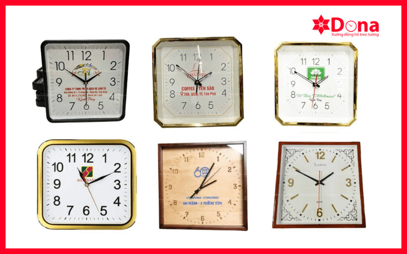 Đồng hồ đa vuông in logo công ty theo thiết kế riêng