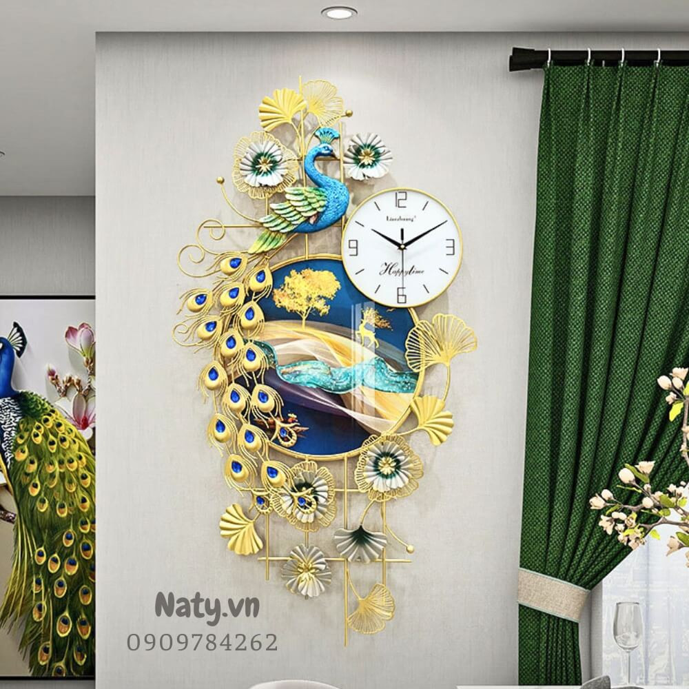 Đồng hồ treo tường cao cấp hình mặt trời cho phòng ngủ