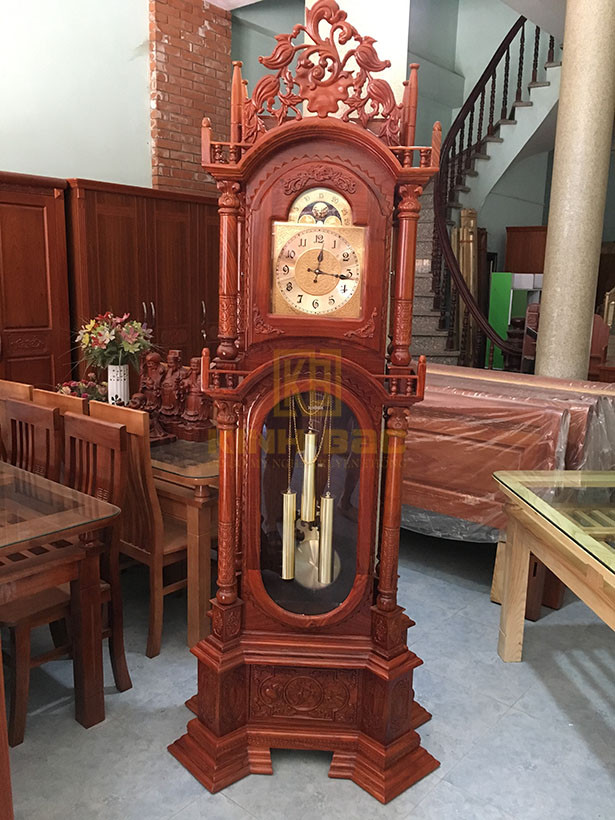 Đồng hồ tứ trụ gỗ hương vân, mẫu đồng hồ gỗ đẹp mang giá trị nghệ thuật