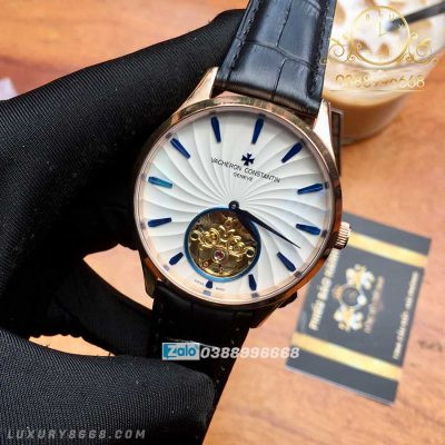 Chi tiết mặt số đồng hồ Vacheron Constantin máy Nhật lộ cơ cao cấp