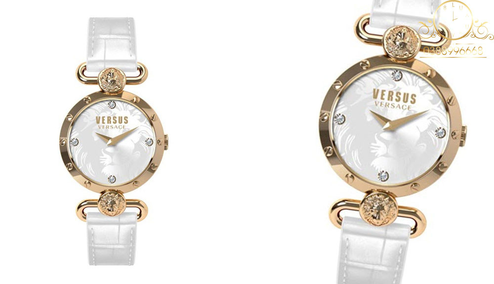 Chiếc đồng hồ Versus Versace dây kim loại mạ vàng PVD, thể hiện chất liệu cao cấp