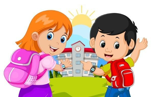 Đồng hồ thông minh trẻ em nam Myalo Kidsphone KS62W màu xanh với các biểu tượng tính năng an toàn