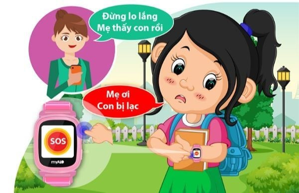 Bé trai chạy ngoài trời, đồng hồ nam thông minh Myalo KS62W giúp cha mẹ an tâm theo dõi