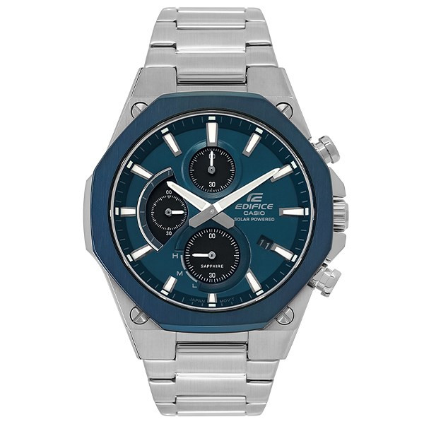 Đồng hồ nam EDIFICE CASIO EFS-S570DB-2AUDF với mặt xanh nổi bật.