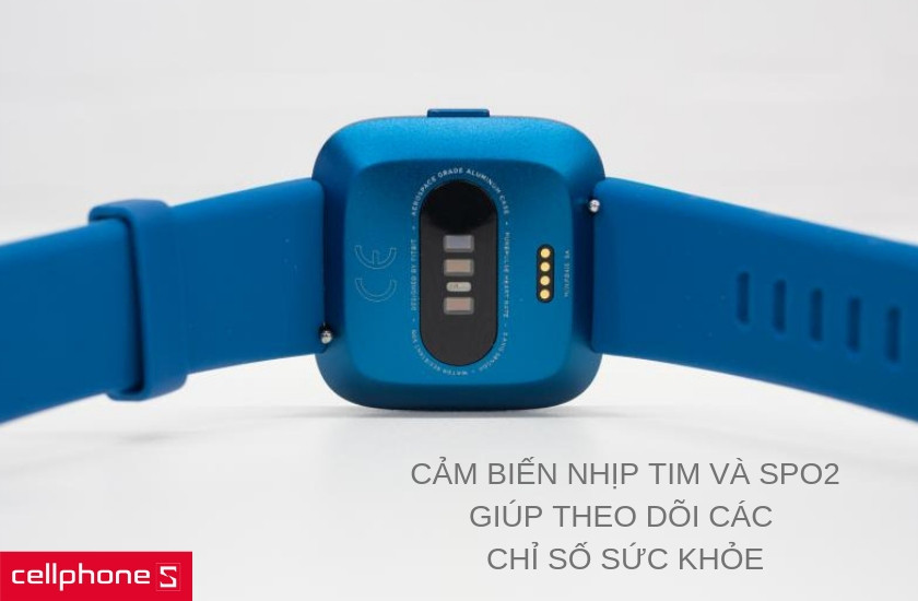 Cảm biến nhịp tim và SpO2 tích hợp trên đồng hồ thông minh Fitbit Versa Lite giúp theo dõi sức khỏe toàn diện