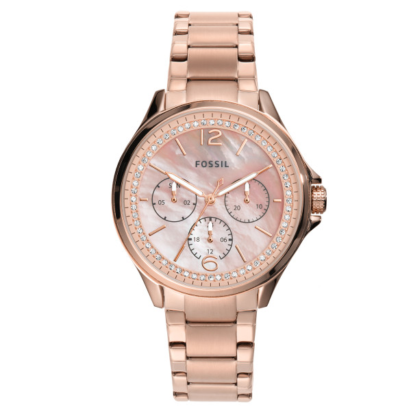 Đồng hồ Fossil nữ mặt tròn ES4779 dây kim loại vàng hồng