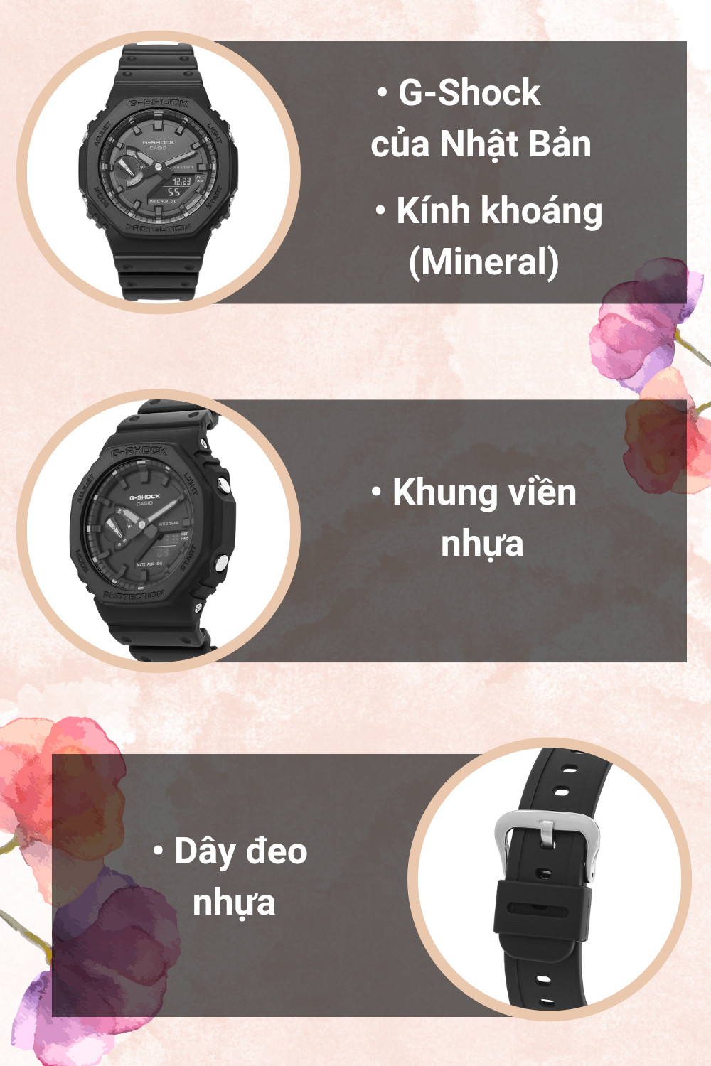 Đồng hồ G-Shock GA-2100 màu đen tuyền trên cổ tay