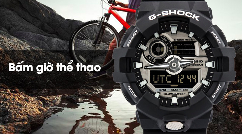 Đồng hồ G-Shock GA-710-1ADR với chức năng bấm giờ thể thao