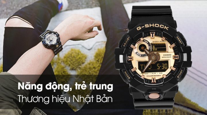Đồng hồ G-SHOCK GA-710GB-1ADR nam tính với thiết kế trẻ trung và mạnh mẽ