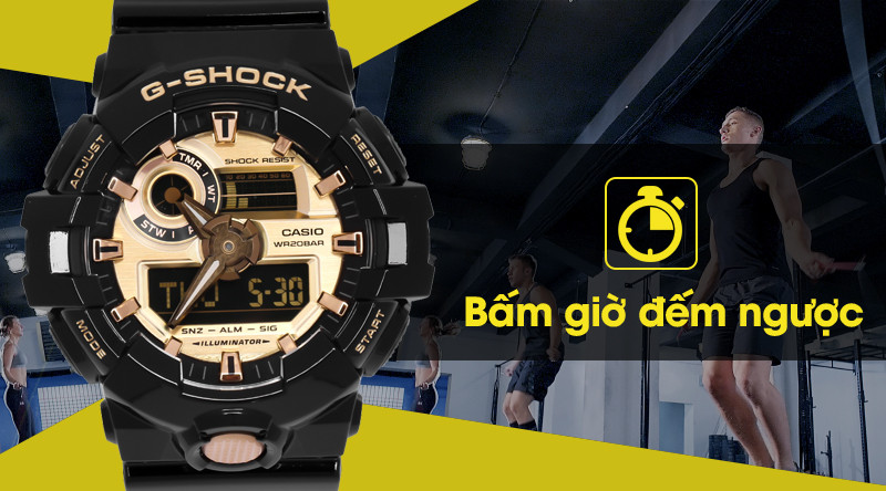 Tính năng đếm ngược thời gian linh hoạt trên đồng hồ G-SHOCK GA-710GB-1ADR
