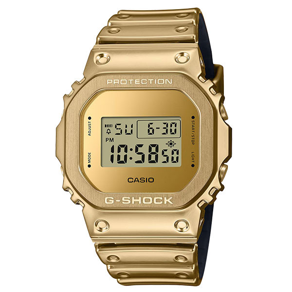 Đồng hồ nam G-SHOCK 43.2mm GM-5600YMG-9DR với vỏ mạ ion vàng nổi bật.