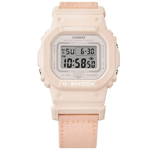 Mẫu đồng hồ đeo tay G-Shock 5600 40.5mm nữ GMD-S5600CT-4DR với dây vải hồng, phong cách năng động