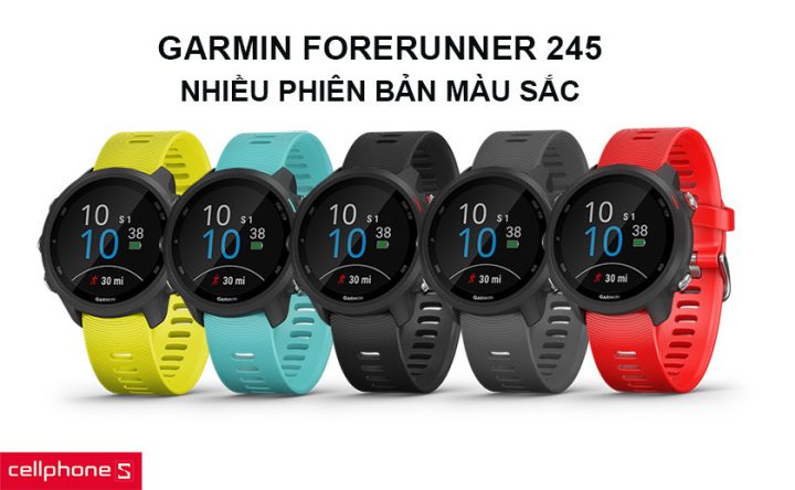 Thiết kế gọn nhẹ của Garmin Forerunner 245 với dây đeo silicon