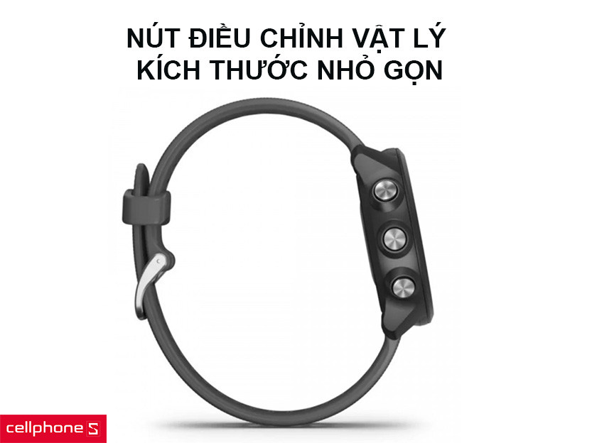 Garmin Forerunner 245 có 5 nút vật lý và kích thước nhỏ gọn