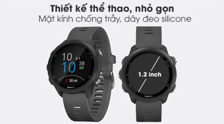 Đồng hồ thông minh Garmin Forerunner 245 với thiết kế trẻ trung và dây đeo silicone thoải mái
