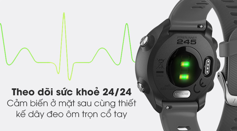 Các chỉ số sức khỏe được theo dõi liên tục trên đồng hồ thông minh Garmin Forerunner 245