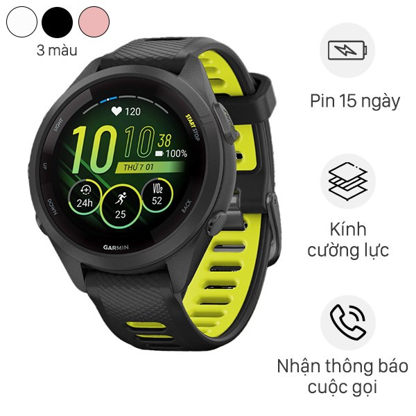 Đồng hồ thông minh Garmin Forerunner 265S 41.7mm màu đen dây silicone