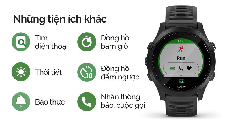 Các tiện ích đa dạng khác trên đồng hồ thông minh Garmin Forerunner 945