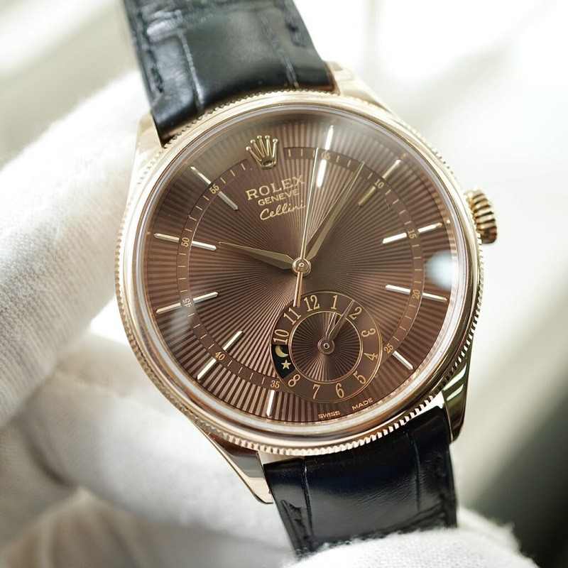 Rolex Cellini Dual Time dây da sang trọng