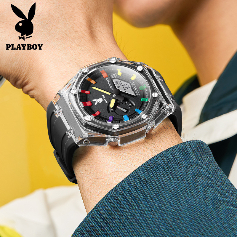 Đồng hồ điện tử nam chính hãng Playboy với dây đeo silicon và khóa cài tiện lợi