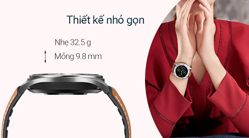 Thiết kế mỏng nhẹ của đồng hồ thông minh Honor Watch Magic 42mm dây da