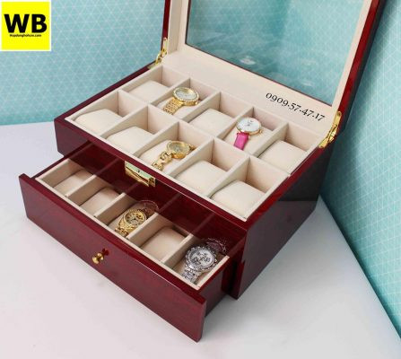 Cấu trúc 2 tầng của hộp đựng đồng hồ 20 chiếc