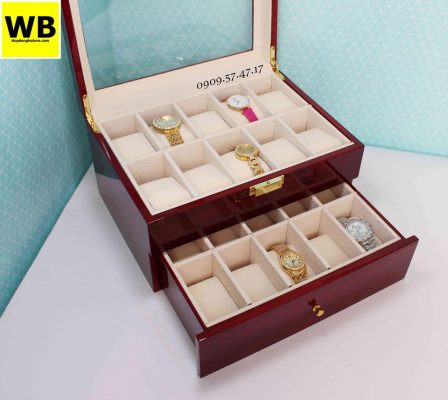 Lớp lót nhung êm ái bên trong hộp đựng đồng hồ 20 chiếc