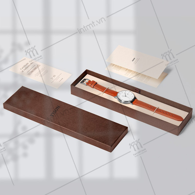 Hộp đựng đồng hồ đeo tay thương hiệu Yison màu nâu cổ điển, sang trọng