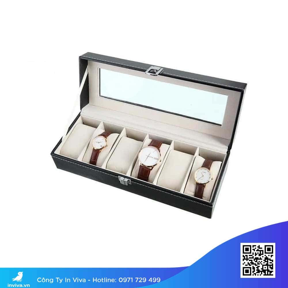 Hộp giấy đựng đồng hồ cao cấp màu xám tro, thiết kế tối giản nhưng sang trọng