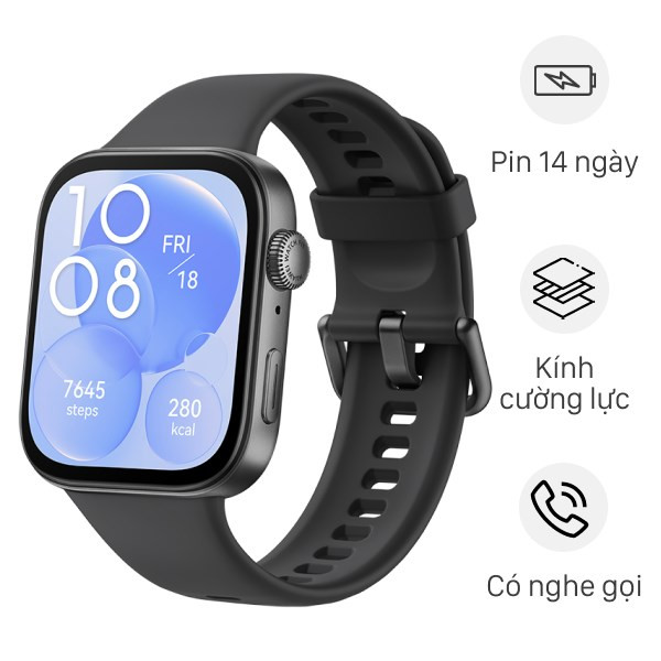 Đồng hồ thông minh Huawei Watch Fit 3 với thiết kế vuông vắn, màu hồng nổi bật, thể hiện phong cách hiện đại