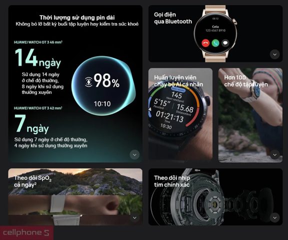 Hình ảnh chính thức đồng hồ Huawei Watch GT 3 46mm với thiết kế sang trọng