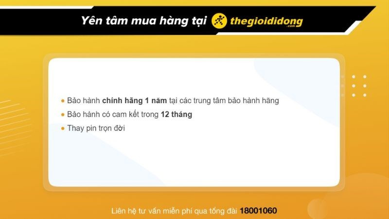 Giấy tờ thể hiện chính sách bảo hành đồng hồ tại Thế Giới Di Động, đảm bảo quyền lợi cho người dùng sau khi tìm hiểu cách chỉnh giờ đồng hồ Water Resist